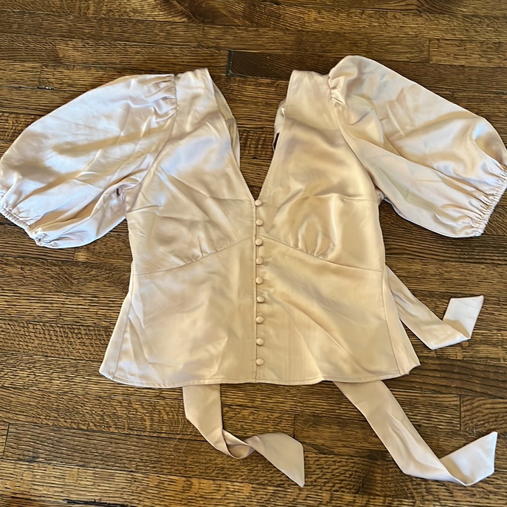 Abercrombie & Fitch Open Tie Back Short Sleeve Blouse